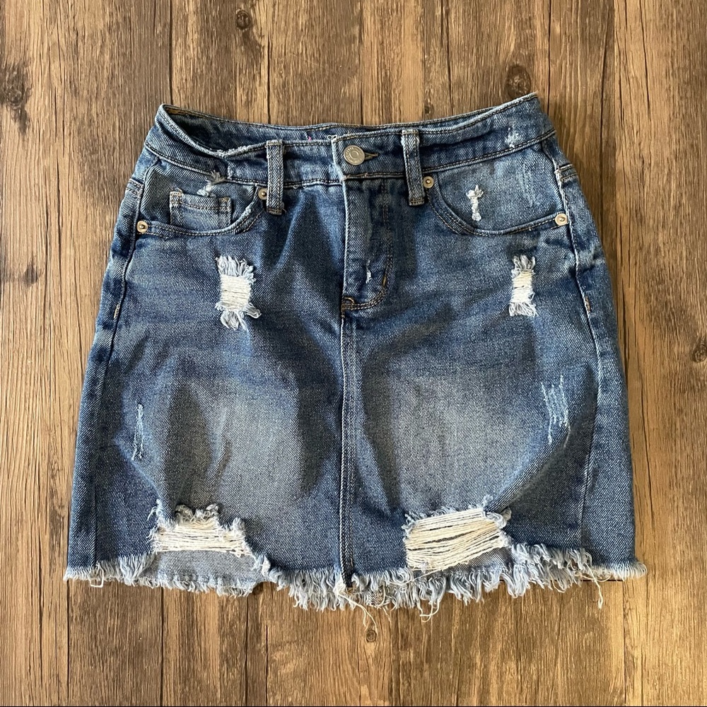 Wild fable destroyed jean mini skirt